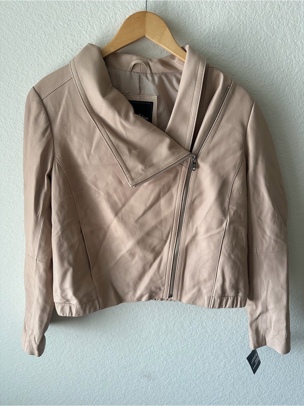 Sam Edelman Faux Leather Moto Jacket Blush Pink Asymmetrical Zip Size Large NWT